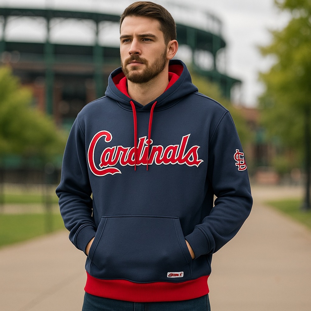 St. Louis Cardinals Stitches Navy & Red Hoodie Pullover MLB Size L/XL